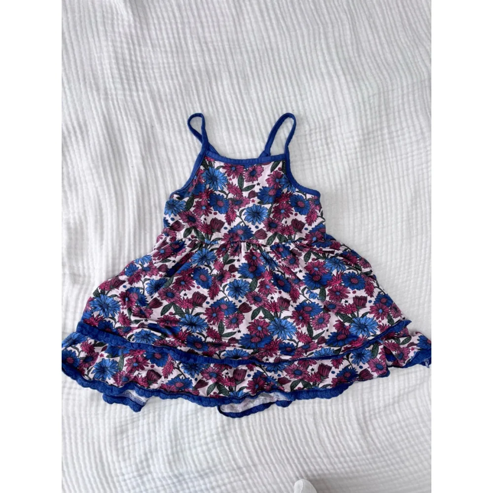 Girls ELIZA CATE and co Floral Blue Red Bamboo Matching Set Size 6